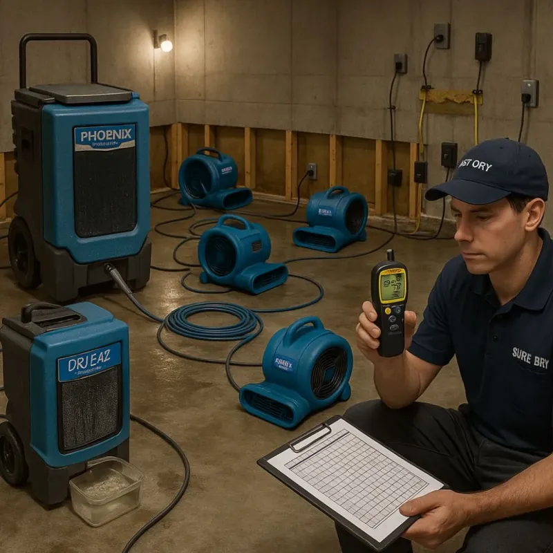 Structural Drying and Dehumidification process in Garden Home-Whitford, OR
